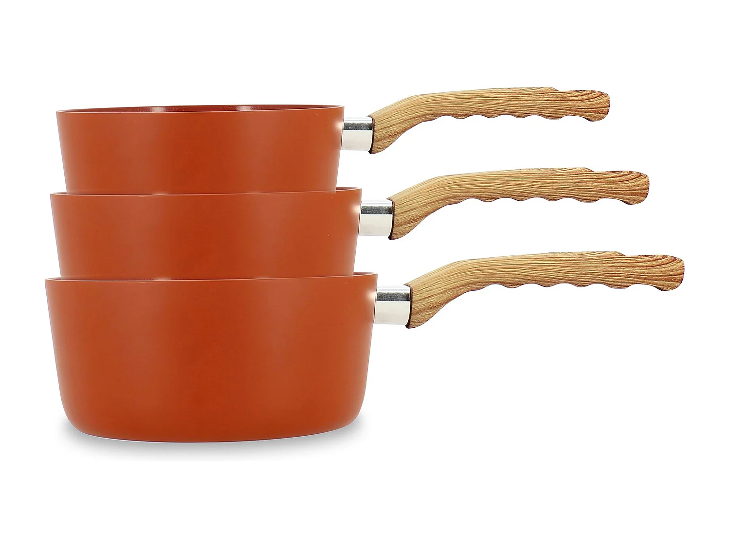 Menastyl - Set 3 Casseroles Brique Aluminium Compatible Induction 16/18 Et 20cm