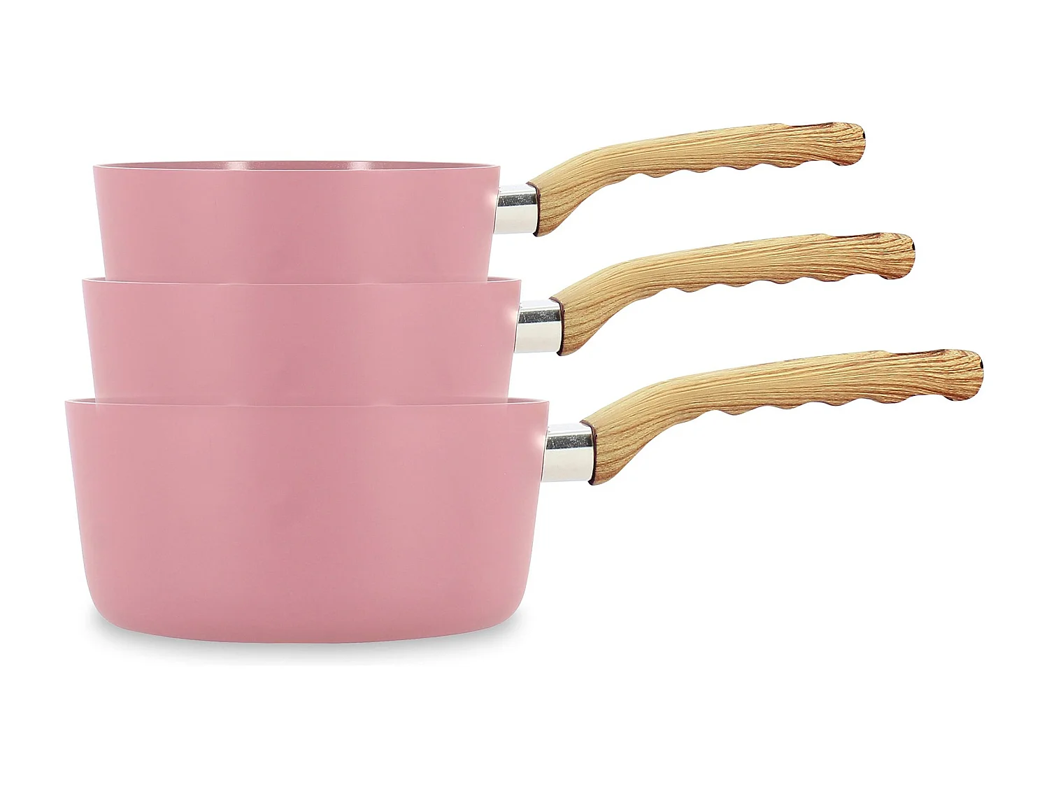 Menastyl - Set 3 Casseroles Lilas Aluminium Compatible Induction 16/18 Et 20cm