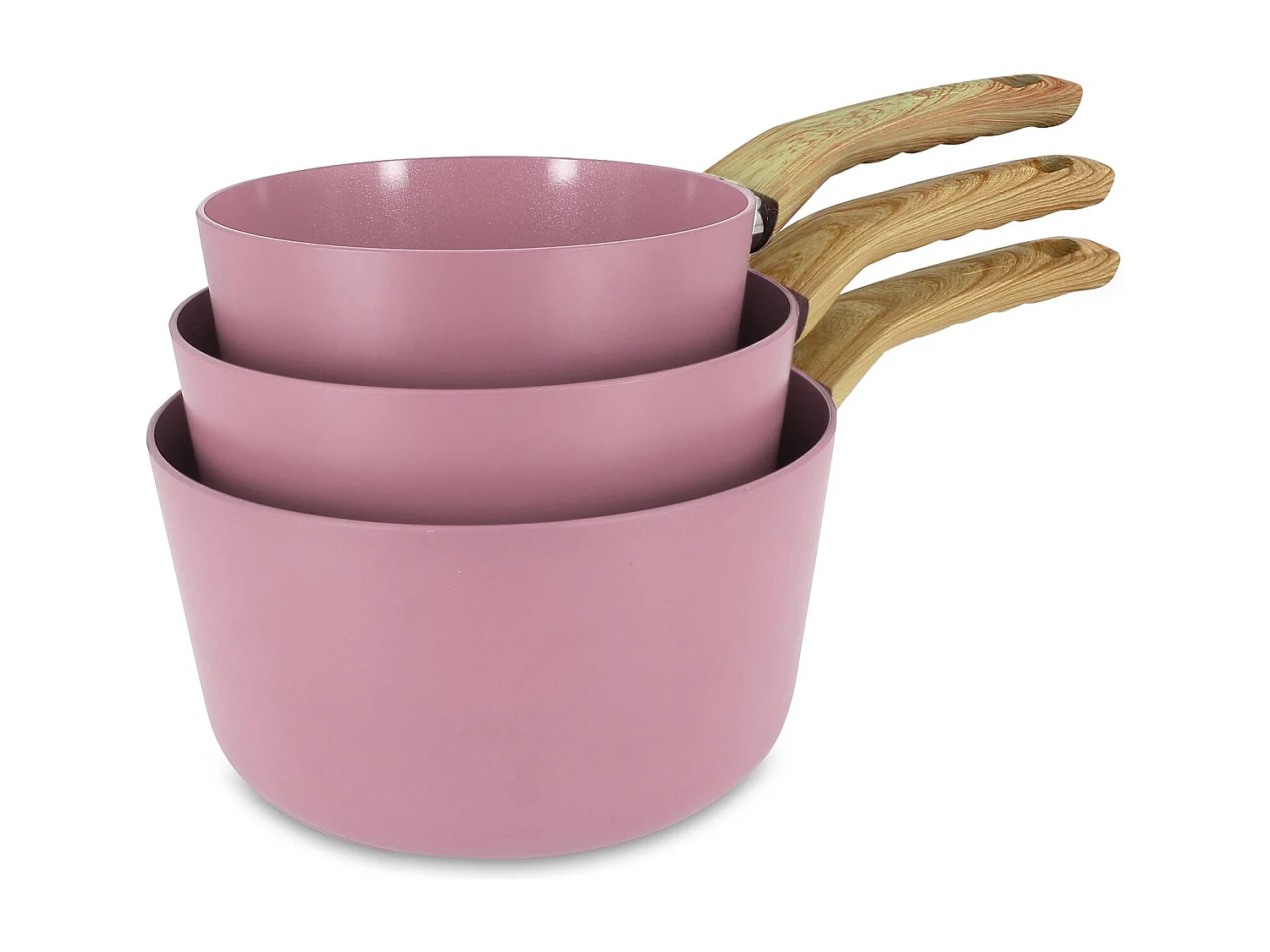 Menastyl - Set 3 Casseroles Lilas Aluminium Compatible Induction 16/18 Et 20cm