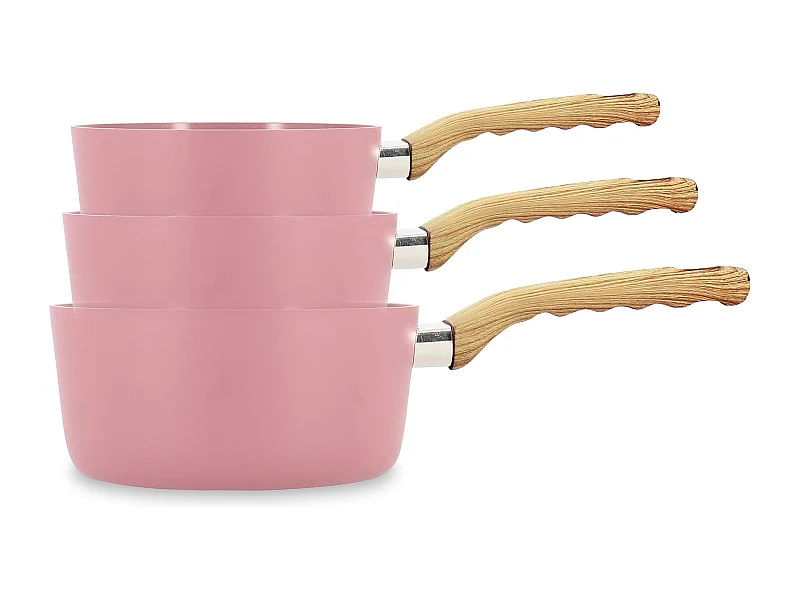 Menastyl - Set 3 Casseroles Lilas Aluminium Compatible Induction 16/18 Et 20cm