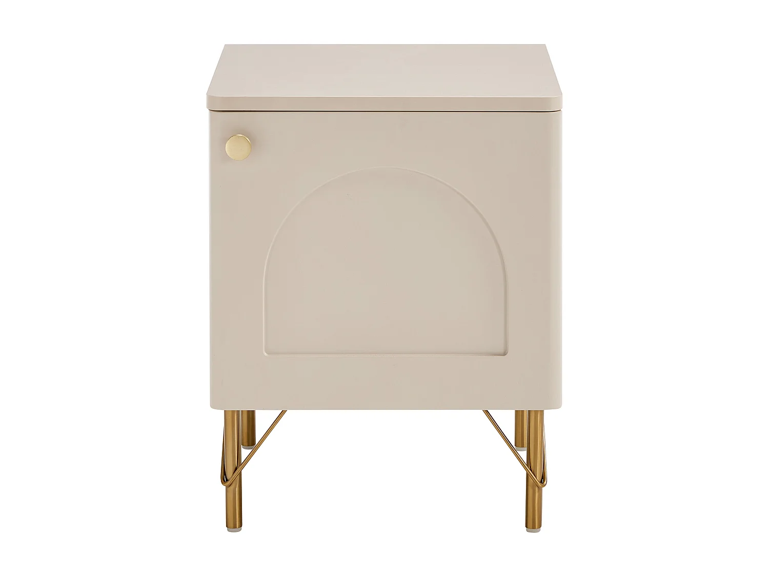 Table de chevet côté gauche 1 porte – Beige et doré - ALOBARA