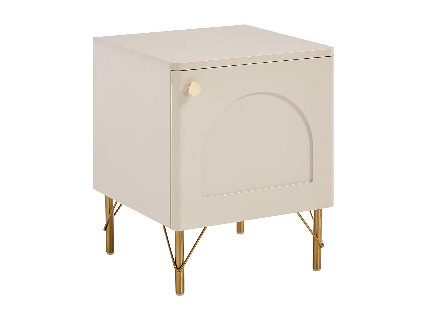 Table de chevet côté gauche 1 porte – Beige et doré - ALOBARA