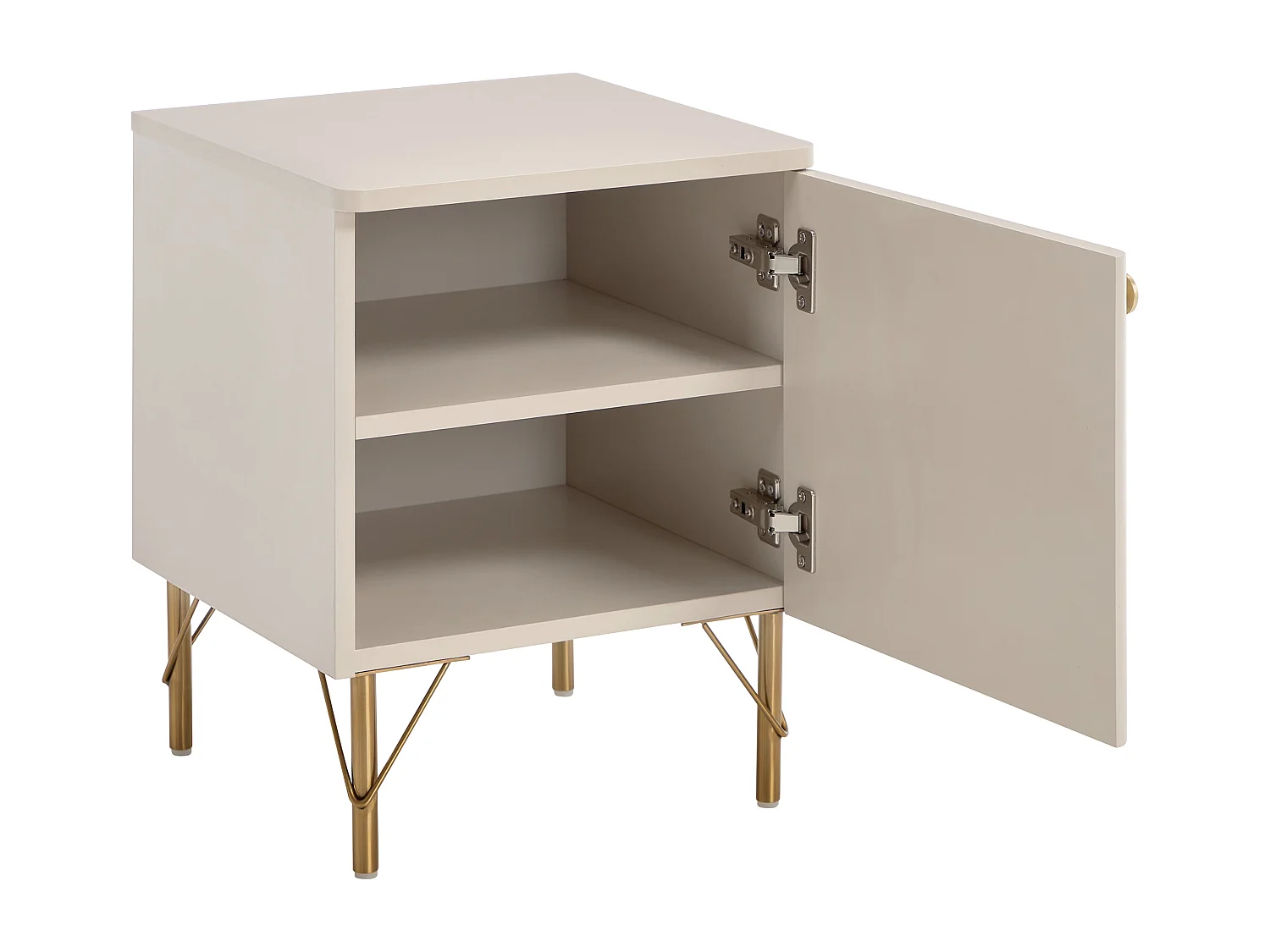 Table de chevet côté gauche 1 porte – Beige et doré - ALOBARA