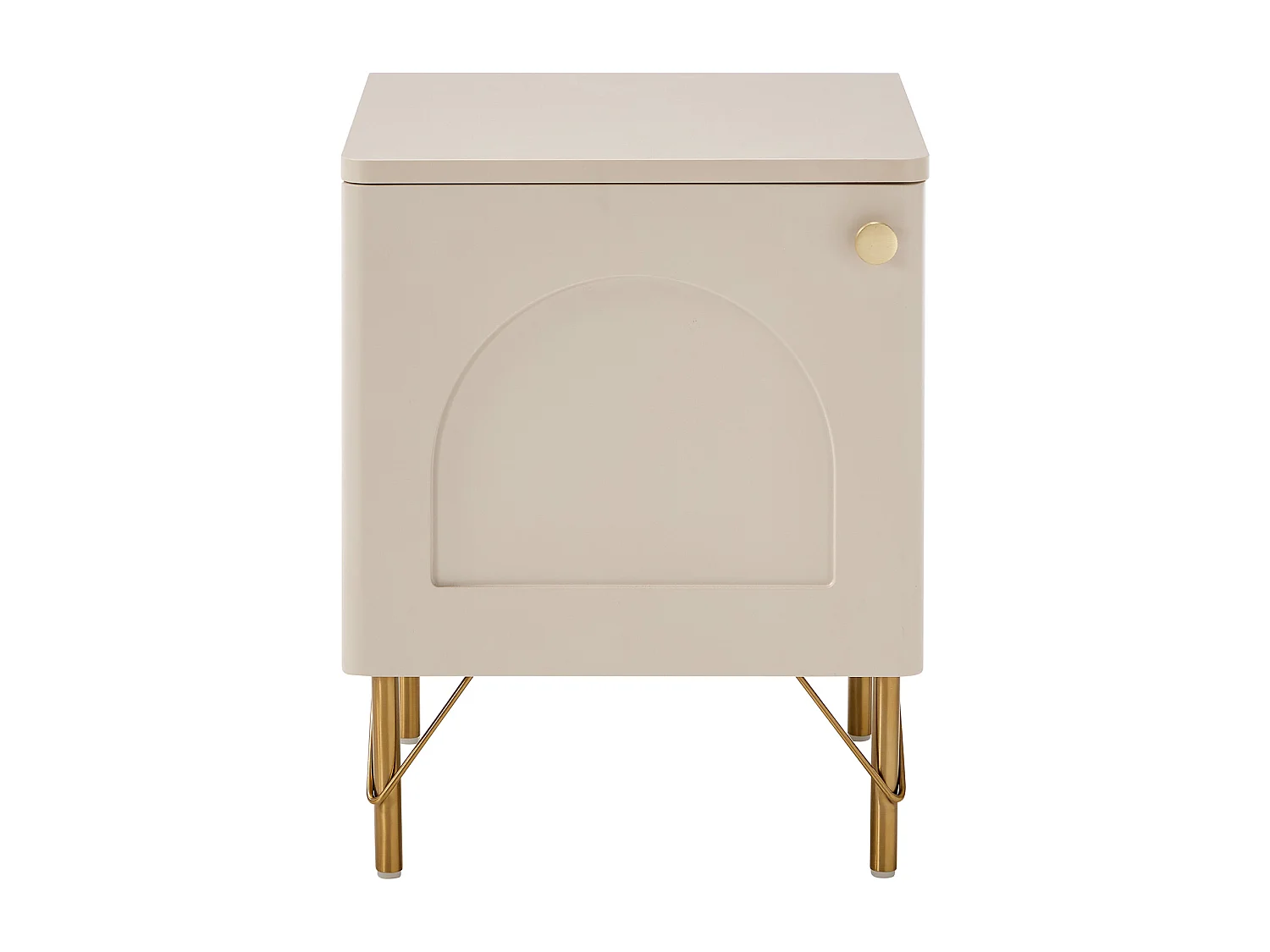 Table de chevet côté droit 1 porte – Beige et doré - ALOBARA