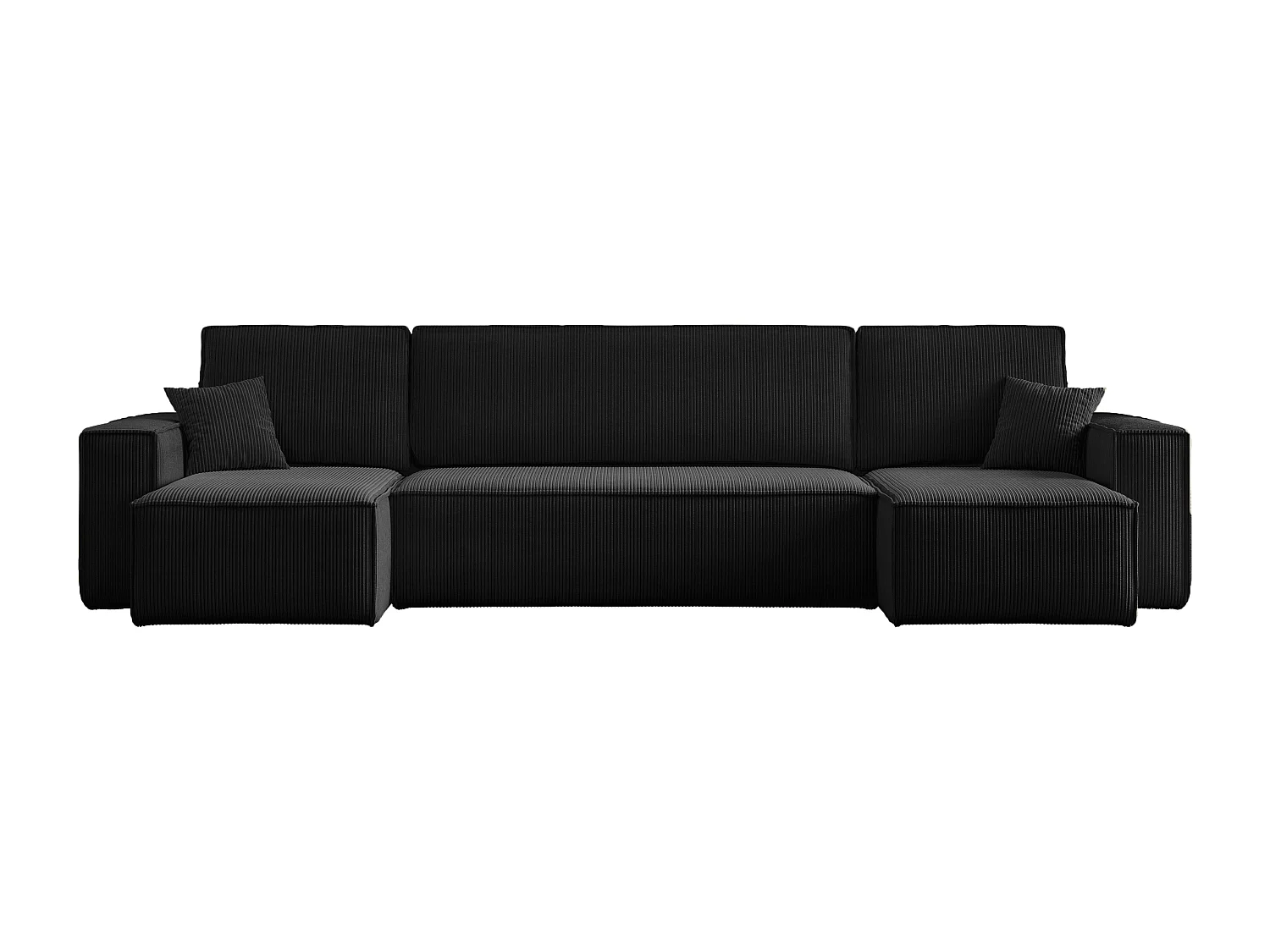 Canapé d’angle en U CARLOS U convertible – Noir, grand format, fonction couchage, coffre de rangement XXL, angle universel gauche/droite, confort familial