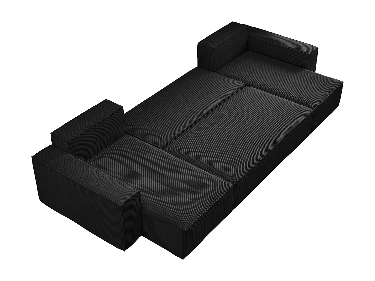 Canapé d’angle en U CARLOS U convertible – Noir, grand format, fonction couchage, coffre de rangement XXL, angle universel gauche/droite, confort familial