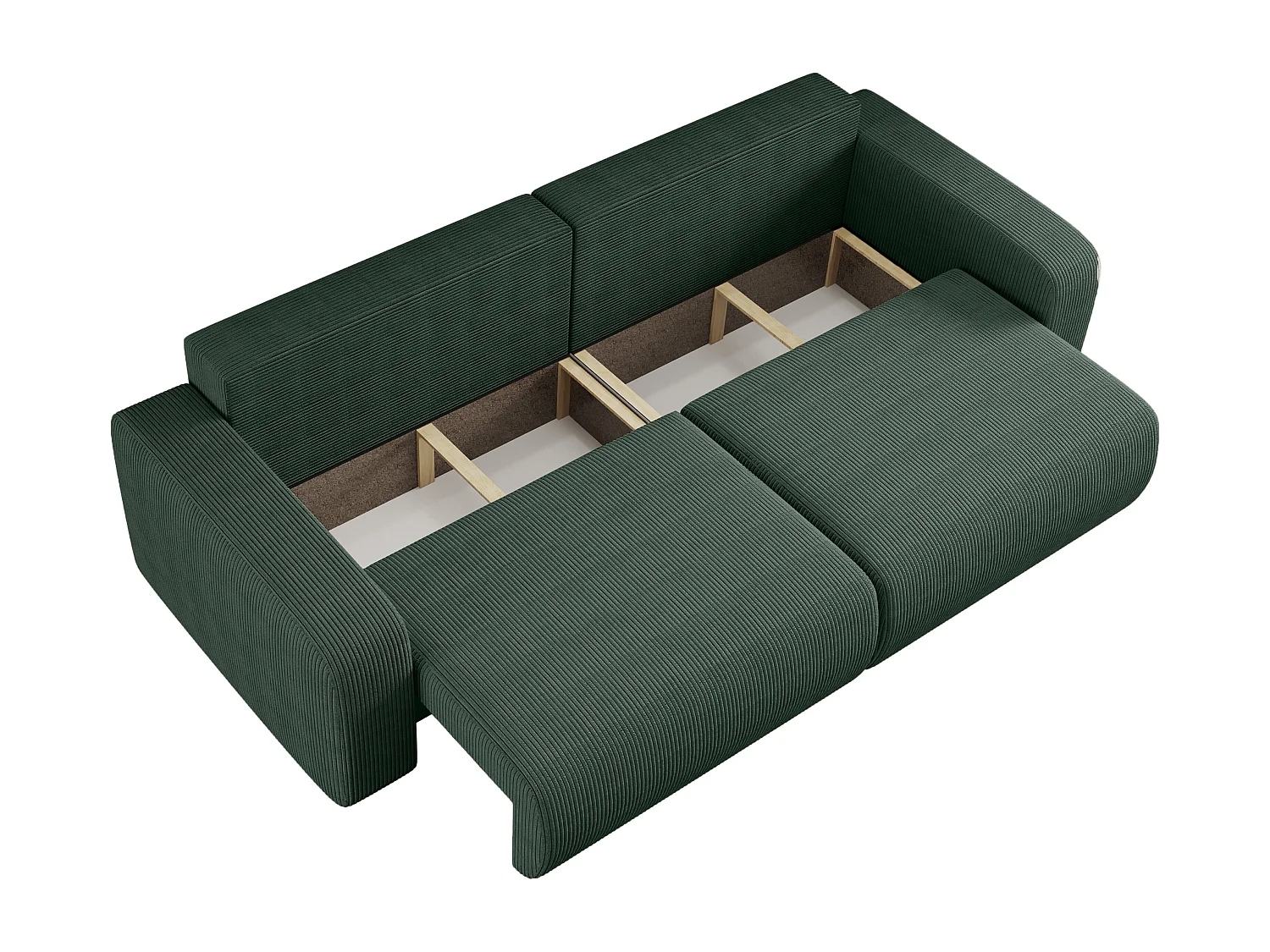 Canapé PIANIOO convertible avec coffre de rangement – Vert bouteille élégant, idéal pour le salon, confort maximal, qualité VINOTTI