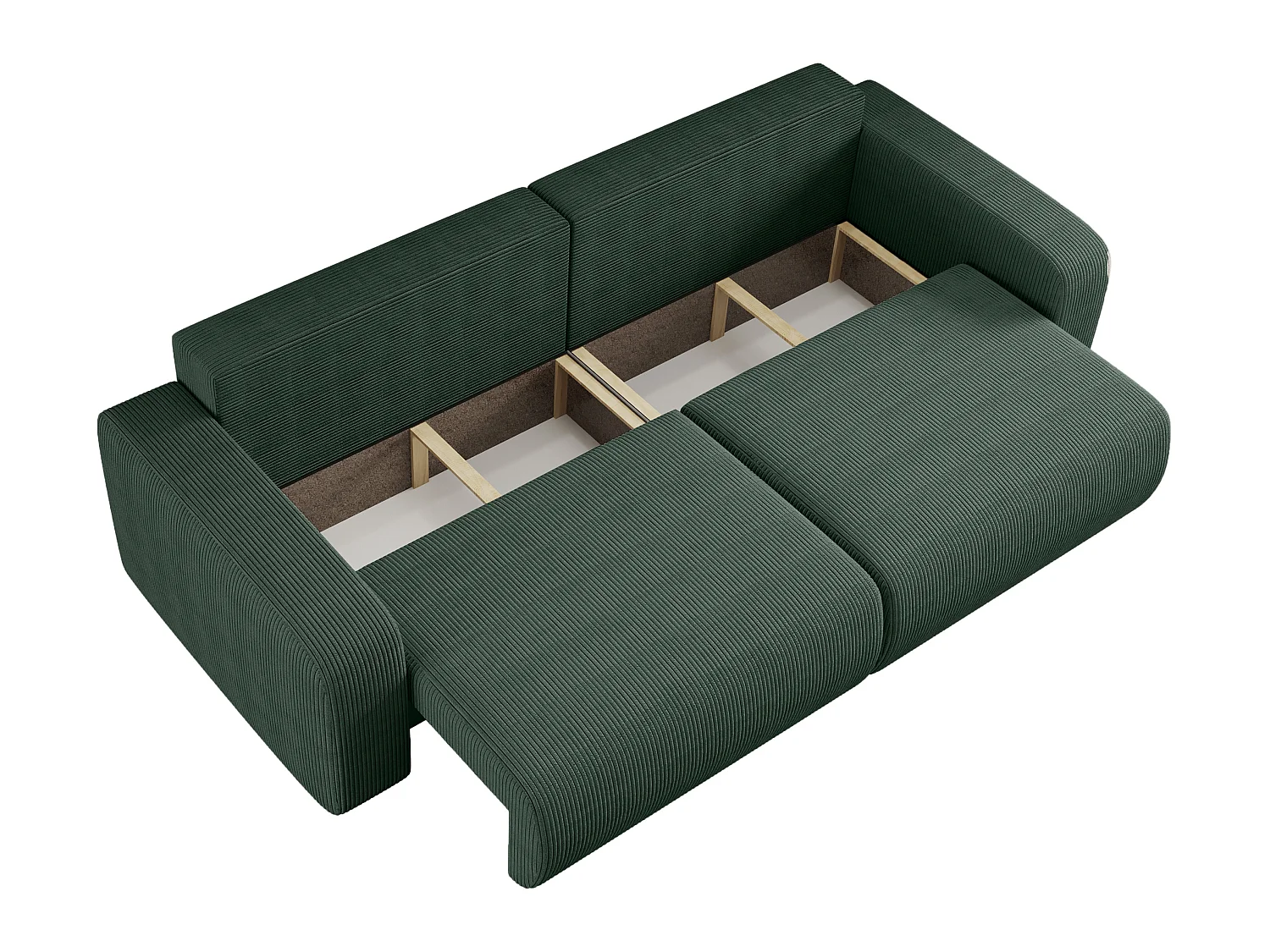 Canapé PIANIOO convertible avec coffre de rangement – Vert bouteille élégant, idéal pour le salon, confort maximal, qualité VINOTTI