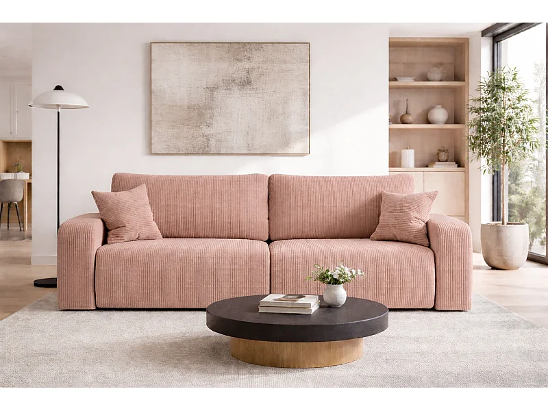 Canapé PIANIOO convertible avec coffre de rangement – Gris clair élégant, idéal pour le salon, confort maximal, qualité VINOTTI