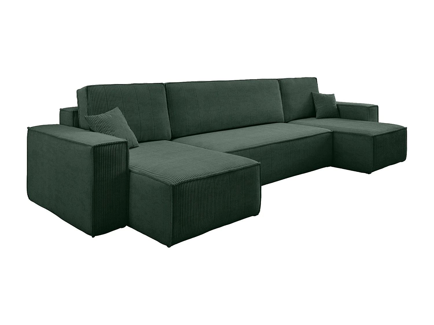 Canapé d’angle en U CARLOS U convertible – Vert bouteille, grand format, fonction couchage, coffre de rangement XXL, angle universel gauche/droite, confort familial