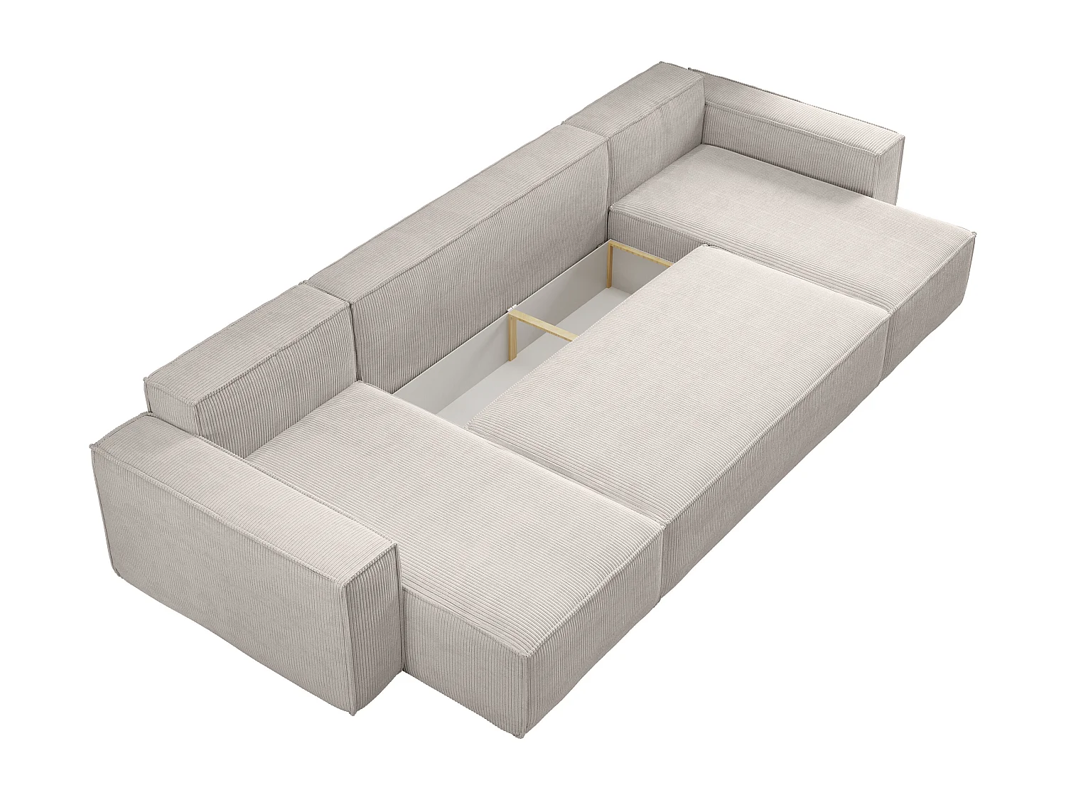 Canapé d’angle en U CARLOS U convertible – Blanc, grand format, fonction couchage, coffre de rangement XXL, angle universel gauche/droite, confort familial