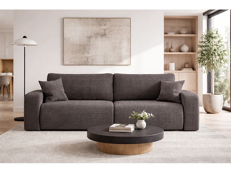 Canapé PIANIOO convertible avec coffre de rangement – Gris élégant, idéal pour le salon, confort maximal, qualité VINOTTI