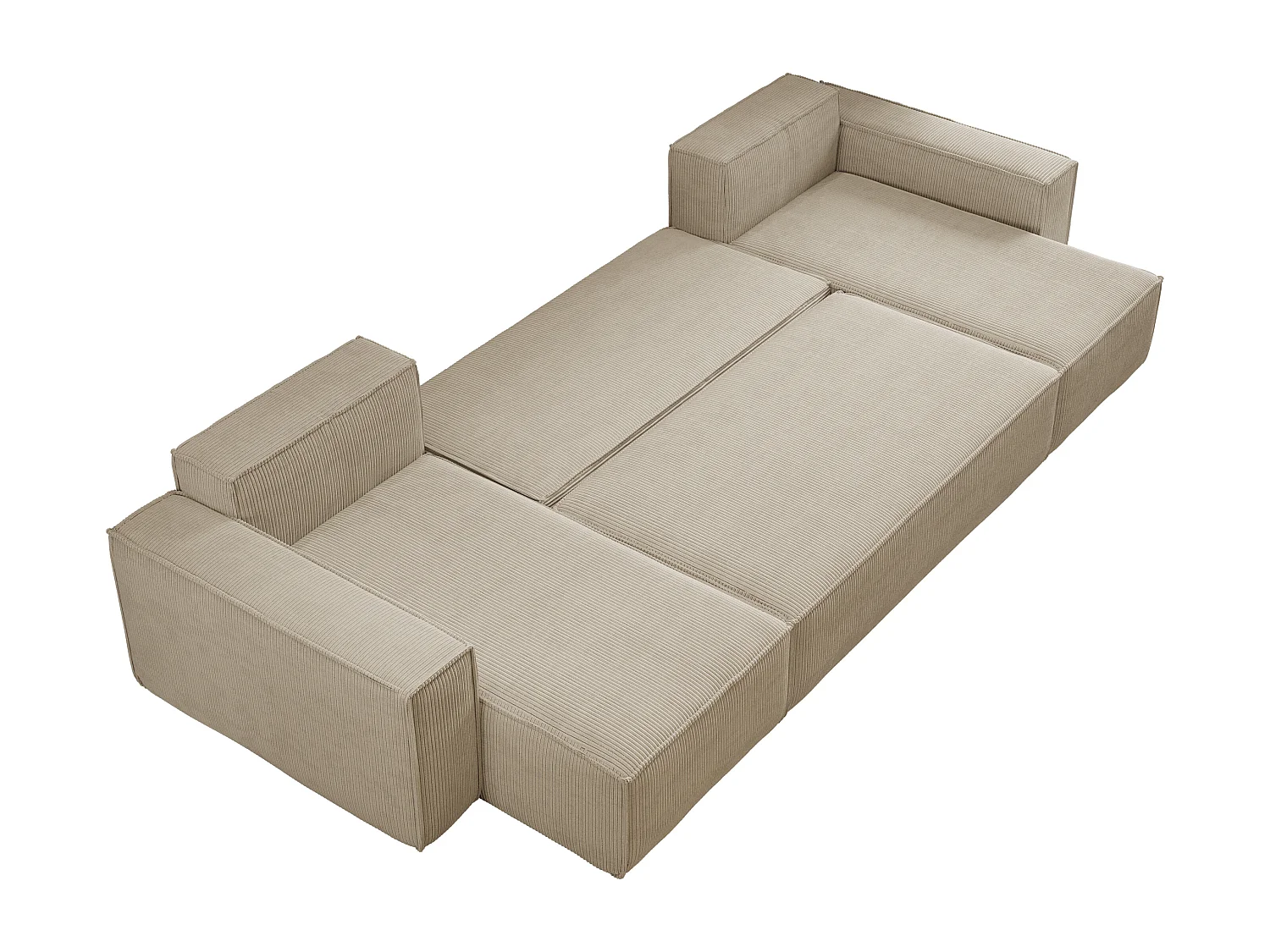 Canapé d’angle en U CARLOS U convertible – Beige, grand format, fonction couchage, coffre de rangement XXL, angle universel gauche/droite, confort familial