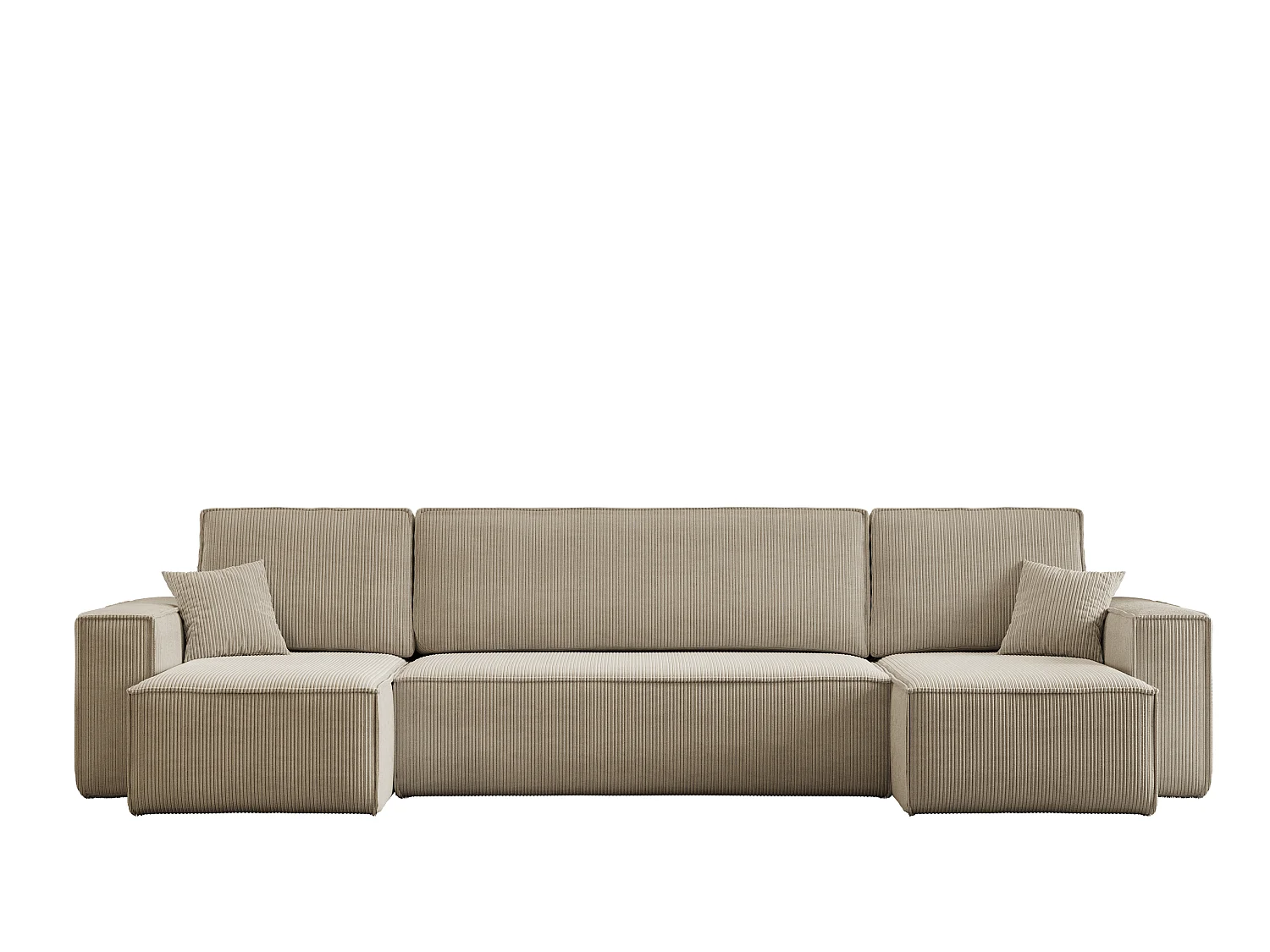 U-vormige hoekbank CARLOS U met slaapfunctie – Beige, groot formaat, slaapfunctie, XXL opbergruimte, universele opstelling links/rechts, gezinscomfort