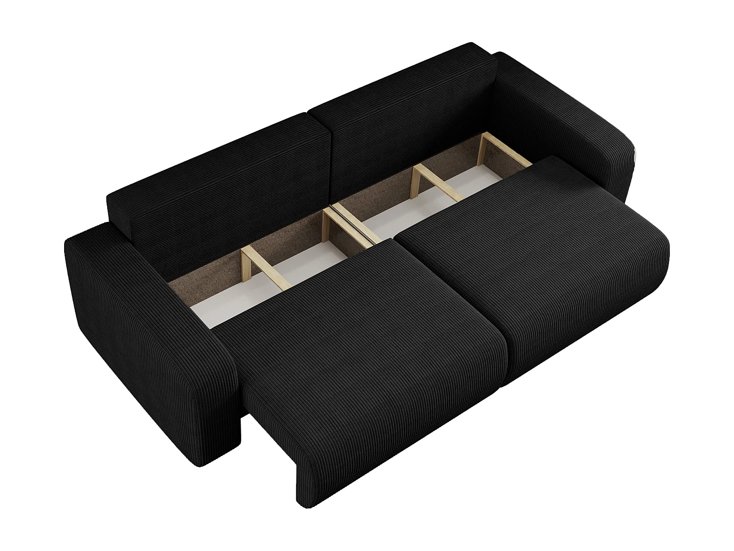 Canapé PIANIOO convertible avec coffre de rangement – Noir élégant, idéal pour le salon, confort maximal, qualité VINOTTI