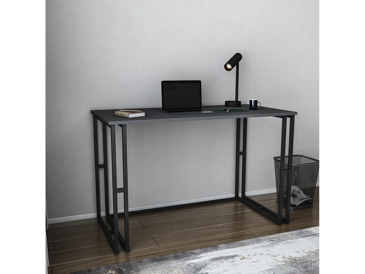 Bureau Kane avec le cadre et pieds en métal 120 x 60 x 75 cm (Noir et Anthracite)