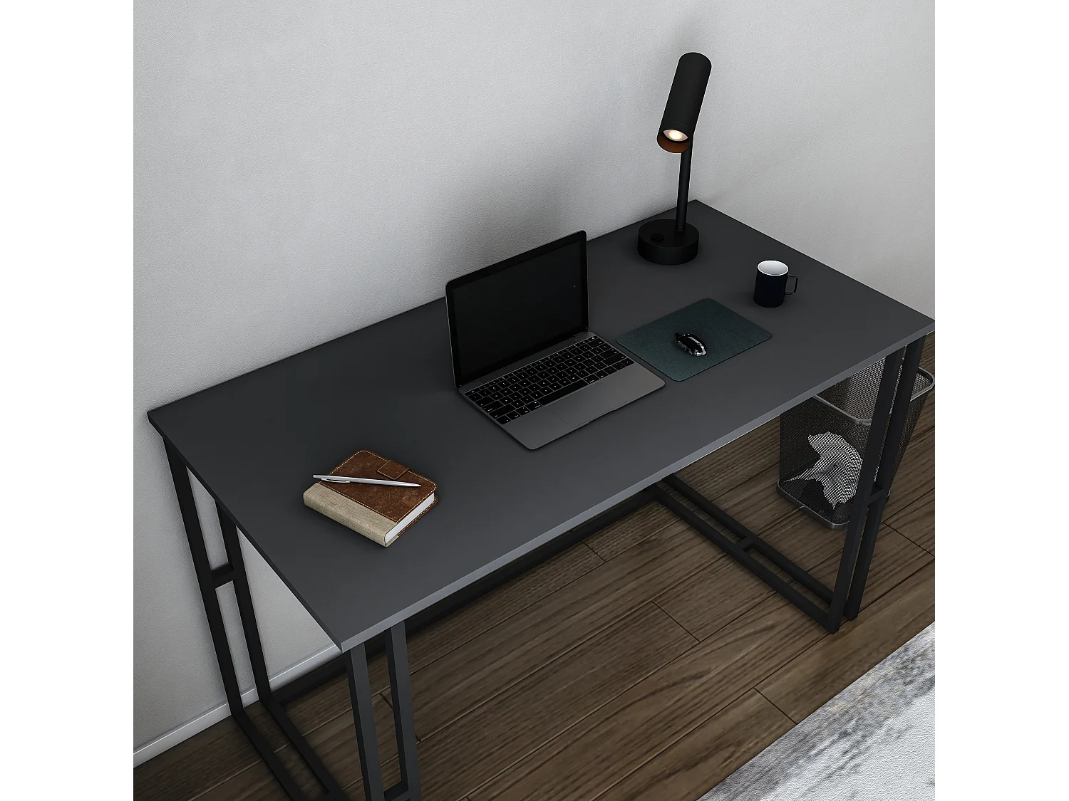 Bureau Kane avec le cadre et pieds en métal 120 x 60 x 75 cm (Noir et Anthracite)