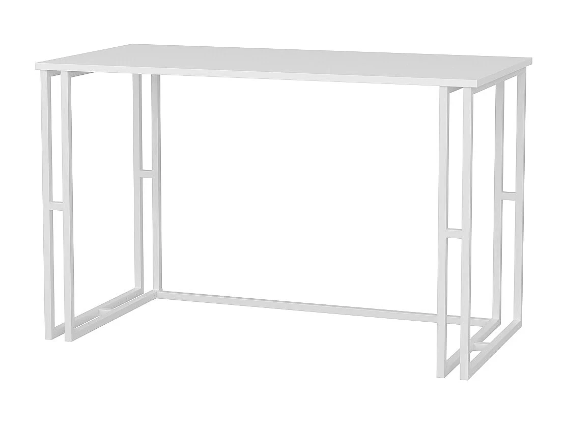 Bureau kane avec le cadre et pieds en métal 120 x 60 x 75 cm (Blanc)