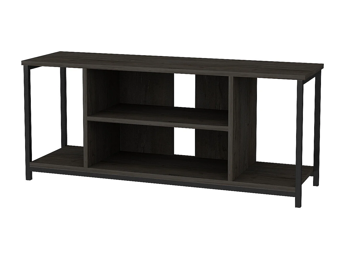 Meuble TV Rinaldo de 120 cm avec niches - cadre en métal (Noir et Wenge)