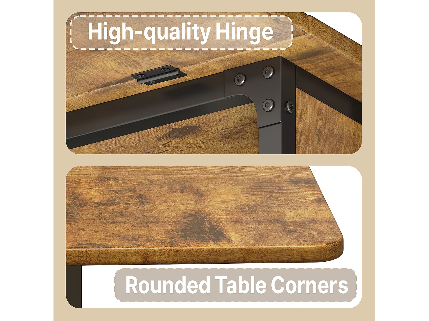 Bealife Table à Manger Mobile et Pliable Naturel foncé 3 en 1 130×80×74, Pliable des Deux Côtés, Gain de Place, Multifonction