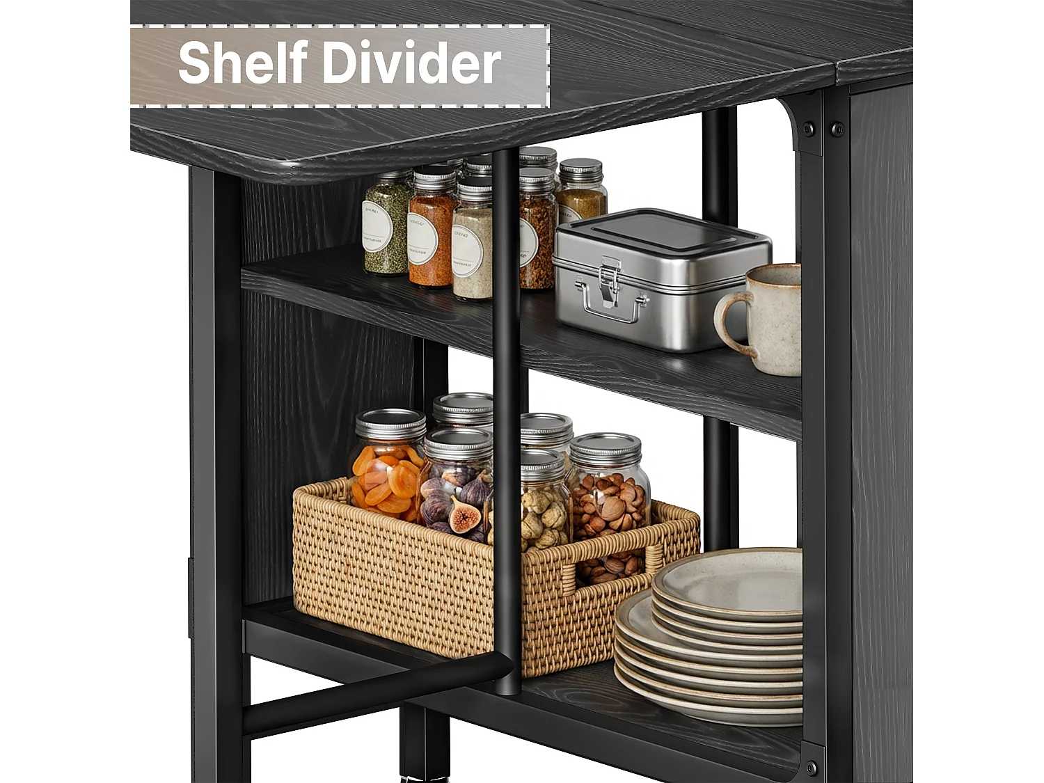 Bealife Table à Manger Mobile et Pliable 3 en 1 Pliable des Deux Côtés 130×80×74cm Gain de Place Multifonction