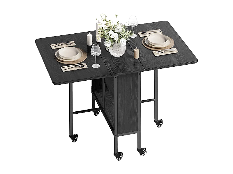 Bealife Table à Manger Mobile et Pliable 3 en 1 Pliable des Deux Côtés 130×80×74cm Gain de Place Multifonction