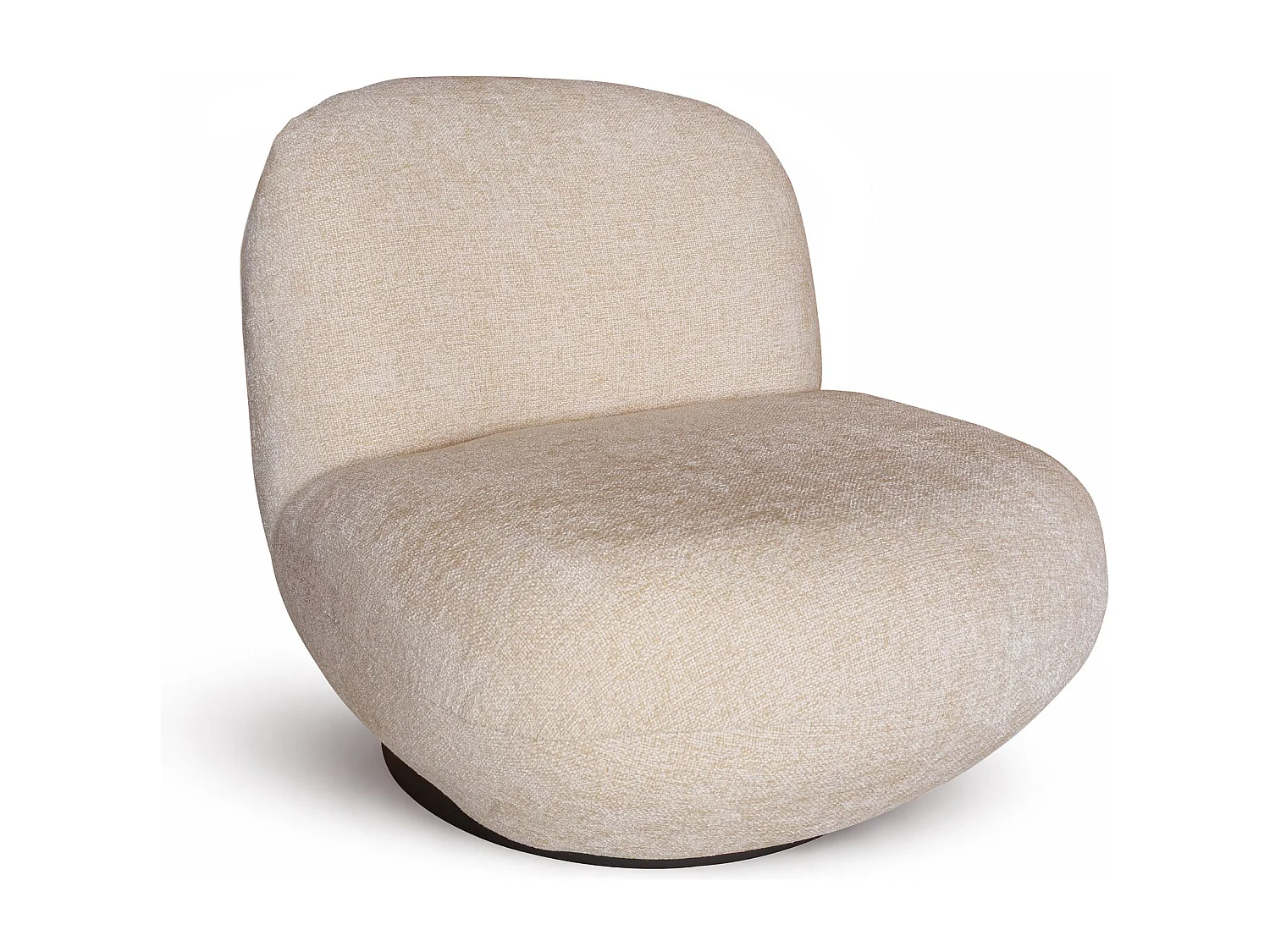 Now's Home - Fauteuil Pivotant En Tissu Chenille Beige 81x95x74cm  Marlo
