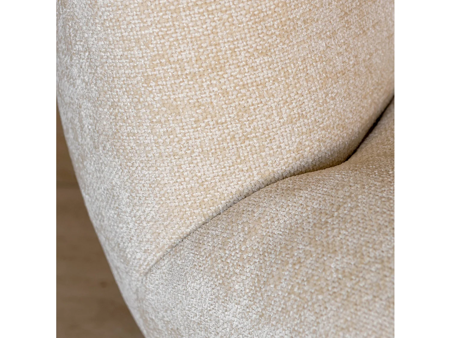 Now's Home - Fauteuil Pivotant En Tissu Chenille Beige 81x95x74cm  Marlo