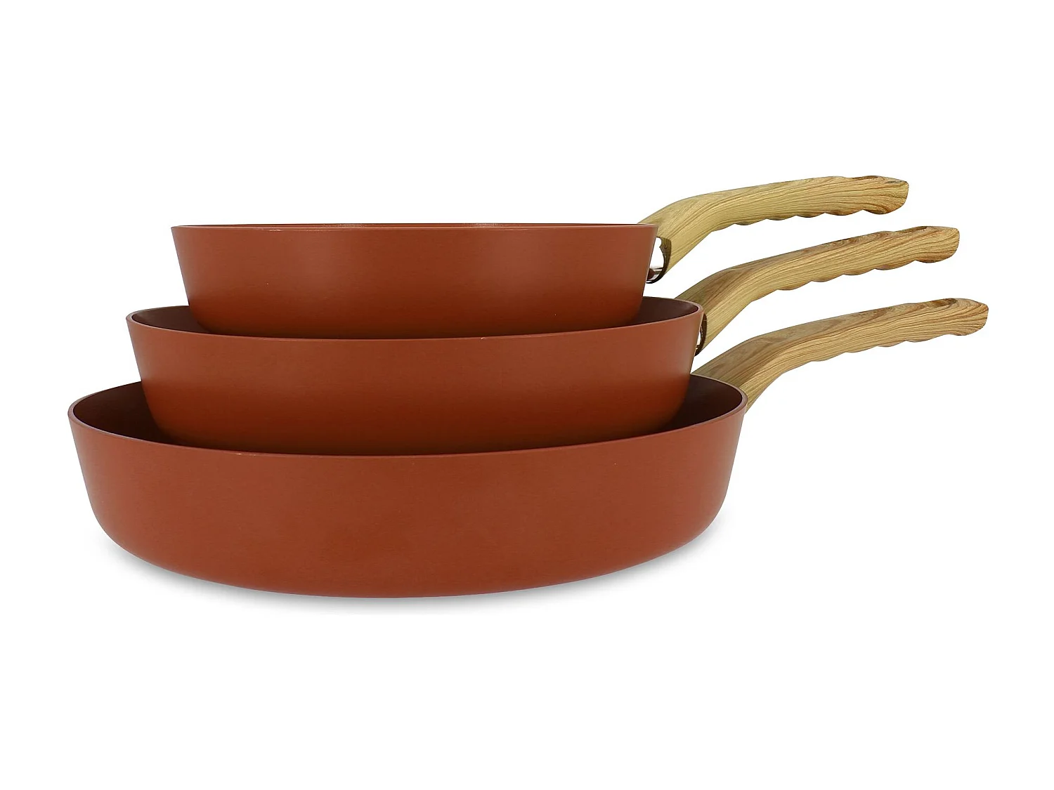 Menastyl - Set 3 Poêles Brique En Aluminium Compatible Induction 20/24 Et 28cm