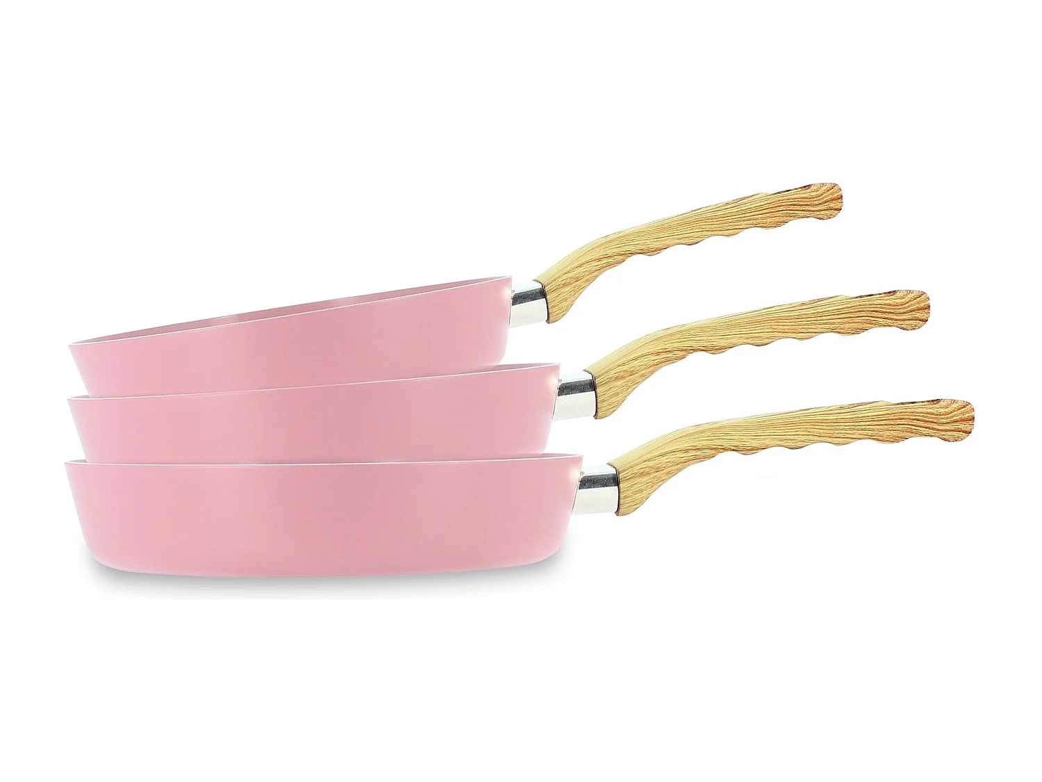 Menastyl - Set 3 Poeles Lilas En Aluminium Compatible Induction 20/24 Et 28cm