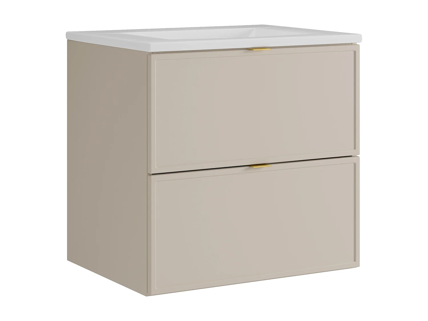 Meuble de salle de bain suspendu avec vasque à encastrer - Beige - 60 cm - ONDIL