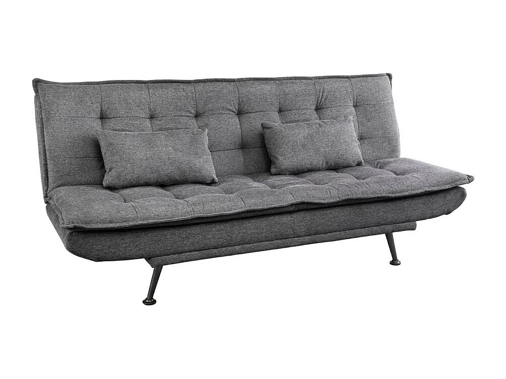 Canapé droit convertible SERENO gris foncé – Canapé-lit 3 places en tissu texturé