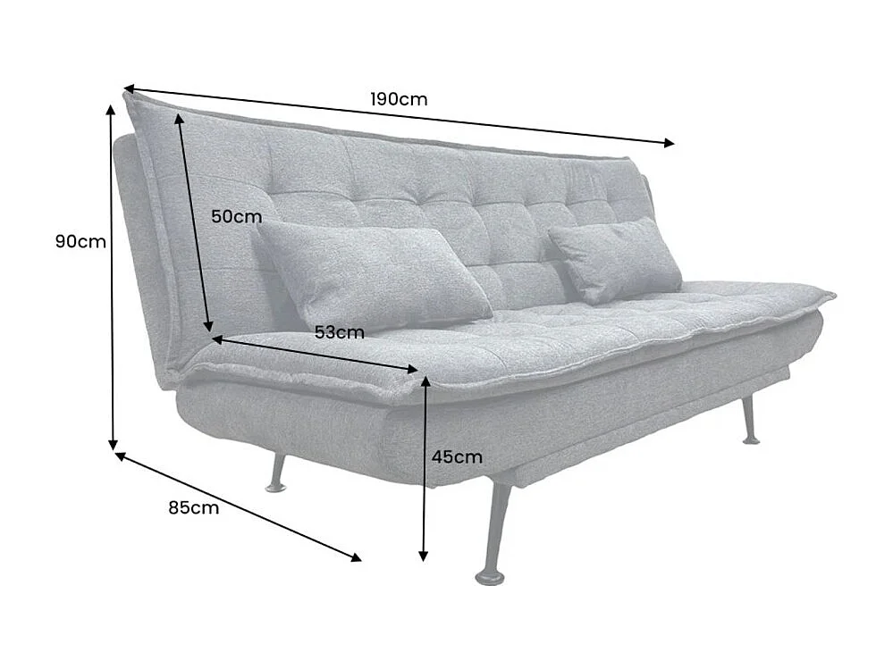 Canapé droit convertible SERENO gris foncé – Canapé-lit 3 places en tissu texturé