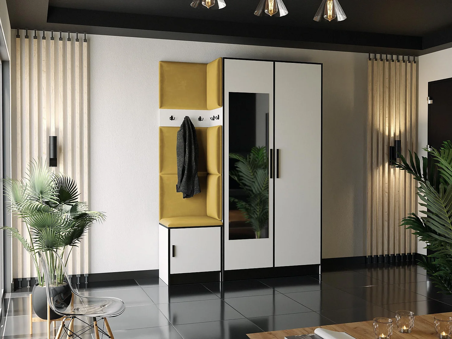 Garderoba ROJ 13 Biały + Żółty