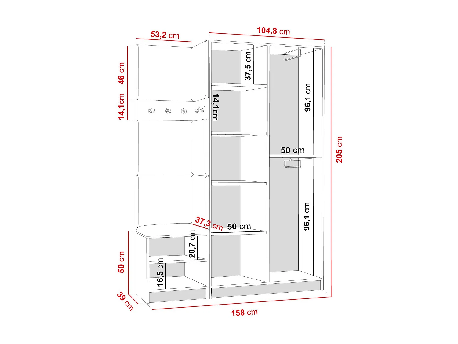 Garderobe ROJ 13 Weiß + Blau