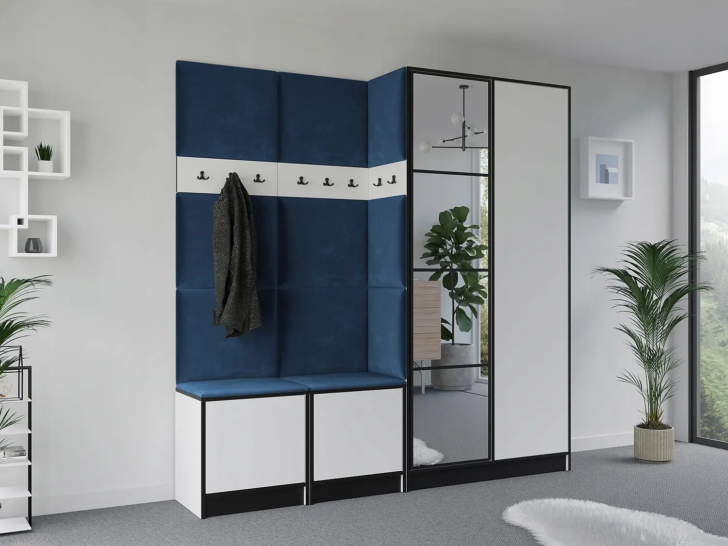 Garderoba EDEN 21 Biały + Niebieski