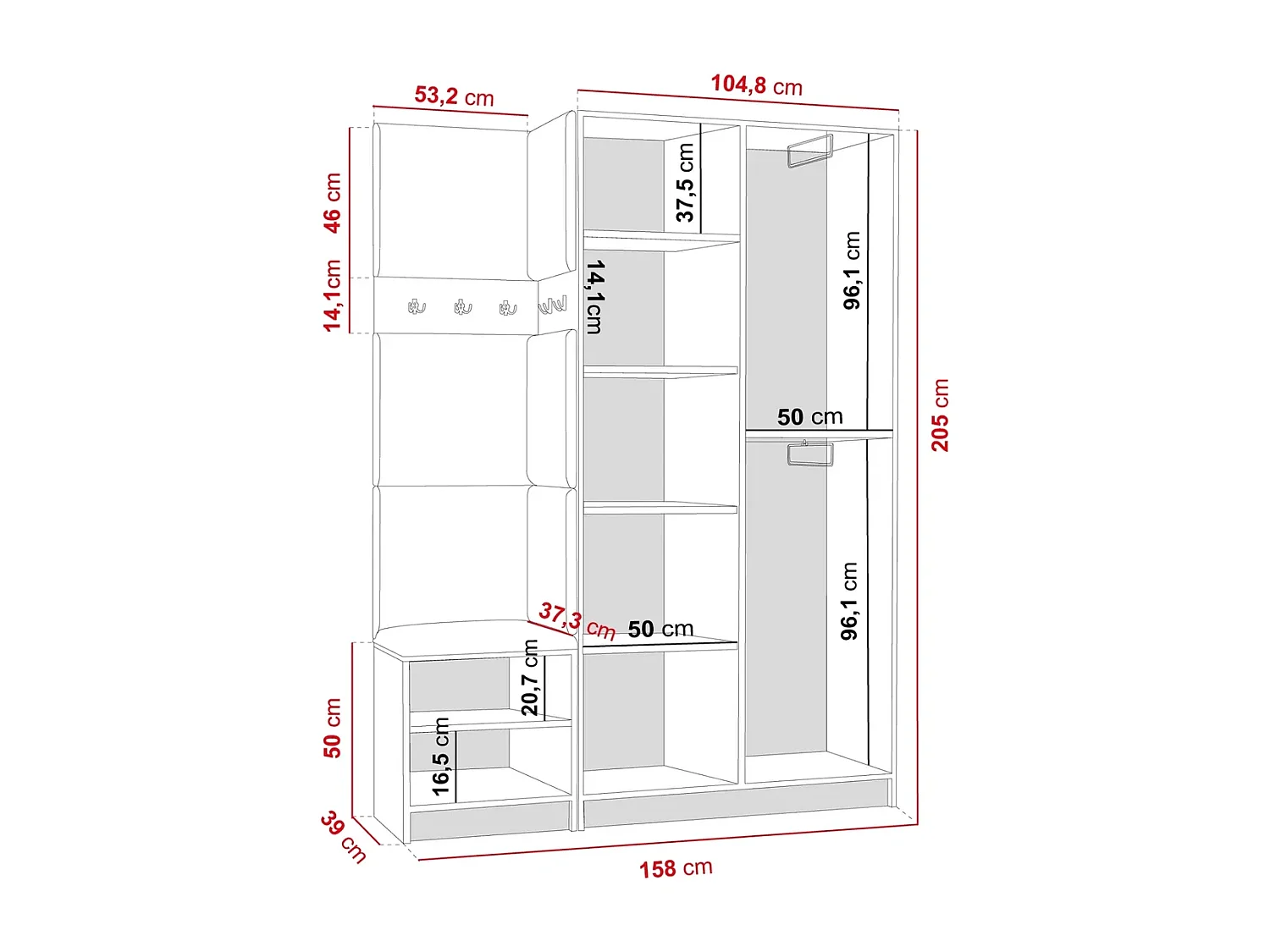 Garderobe EDEN 13 – Weiß + Grün