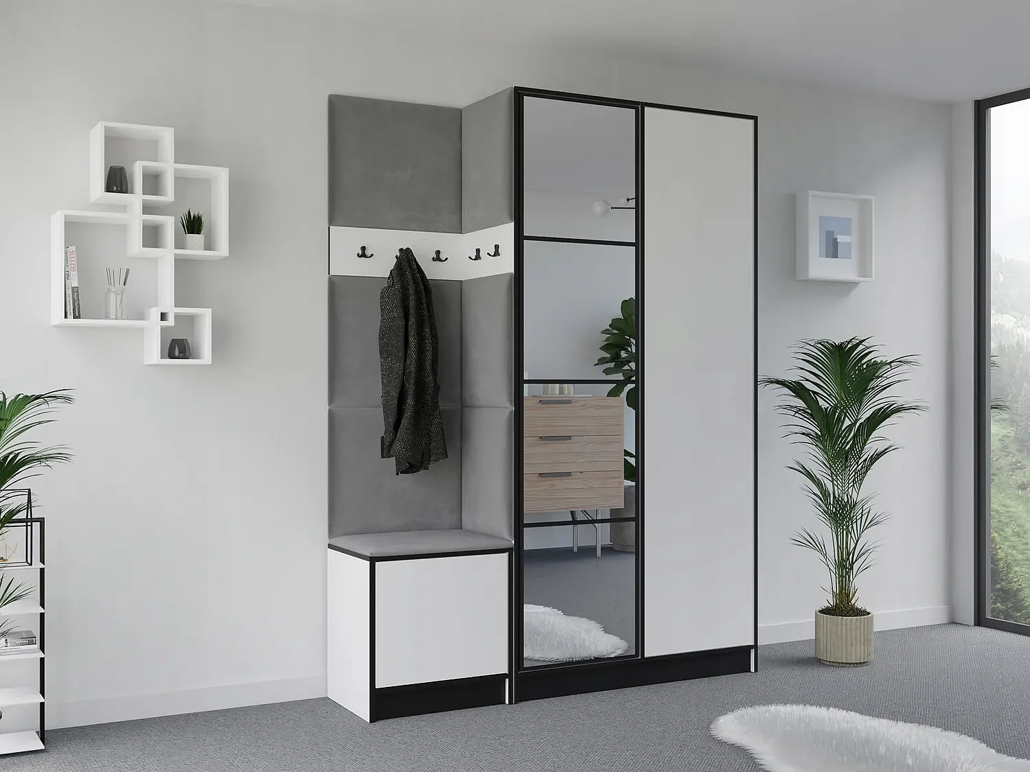 Garderobe EDEN 13 – Weiß + Grau