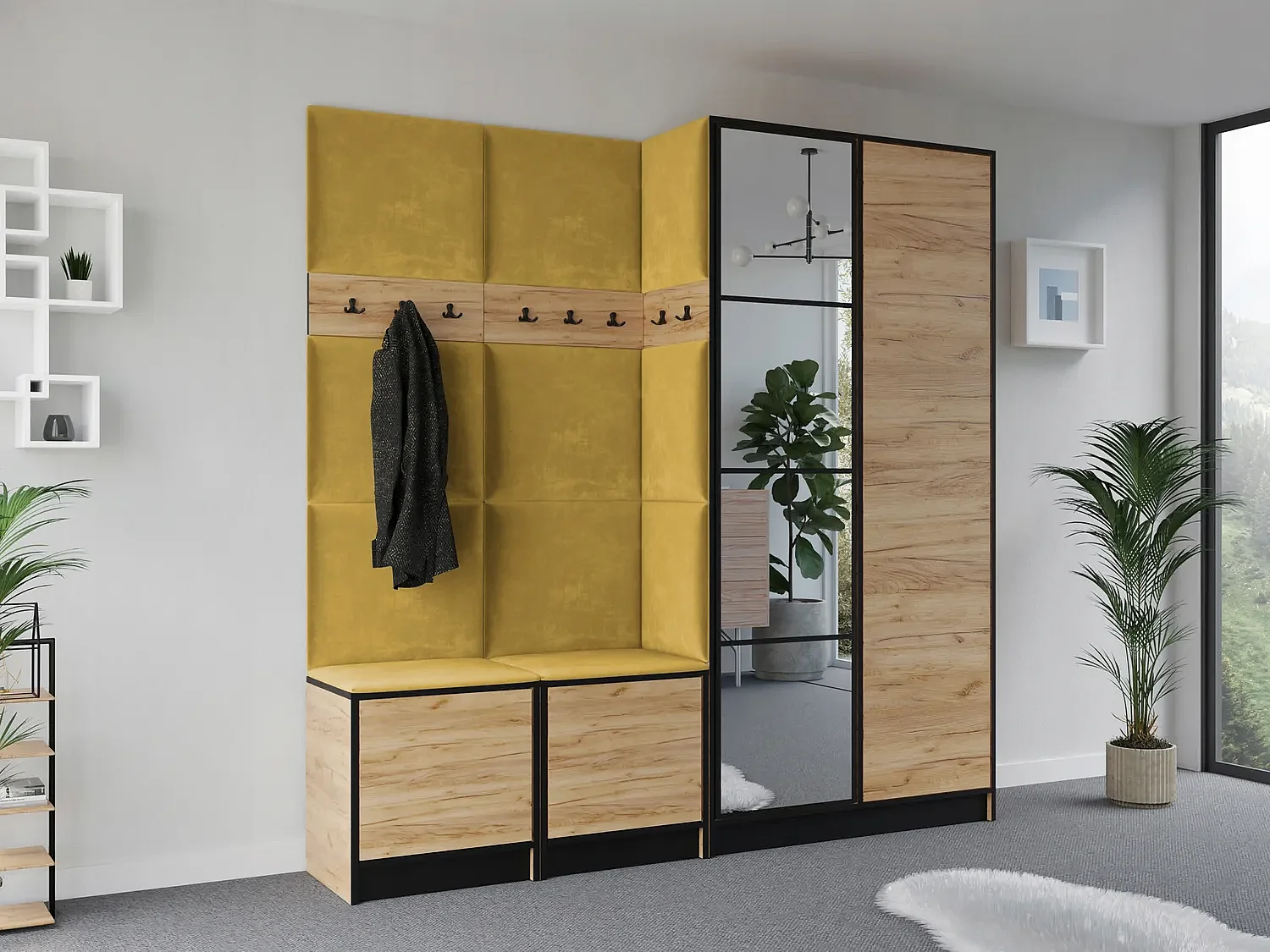 Garderoba EDEN 21 Dąb Craft Złoty + Żółty