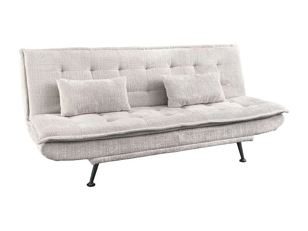 Canapé droit convertible SERENO blanc – Canapé-lit 3 places en tissu chenille