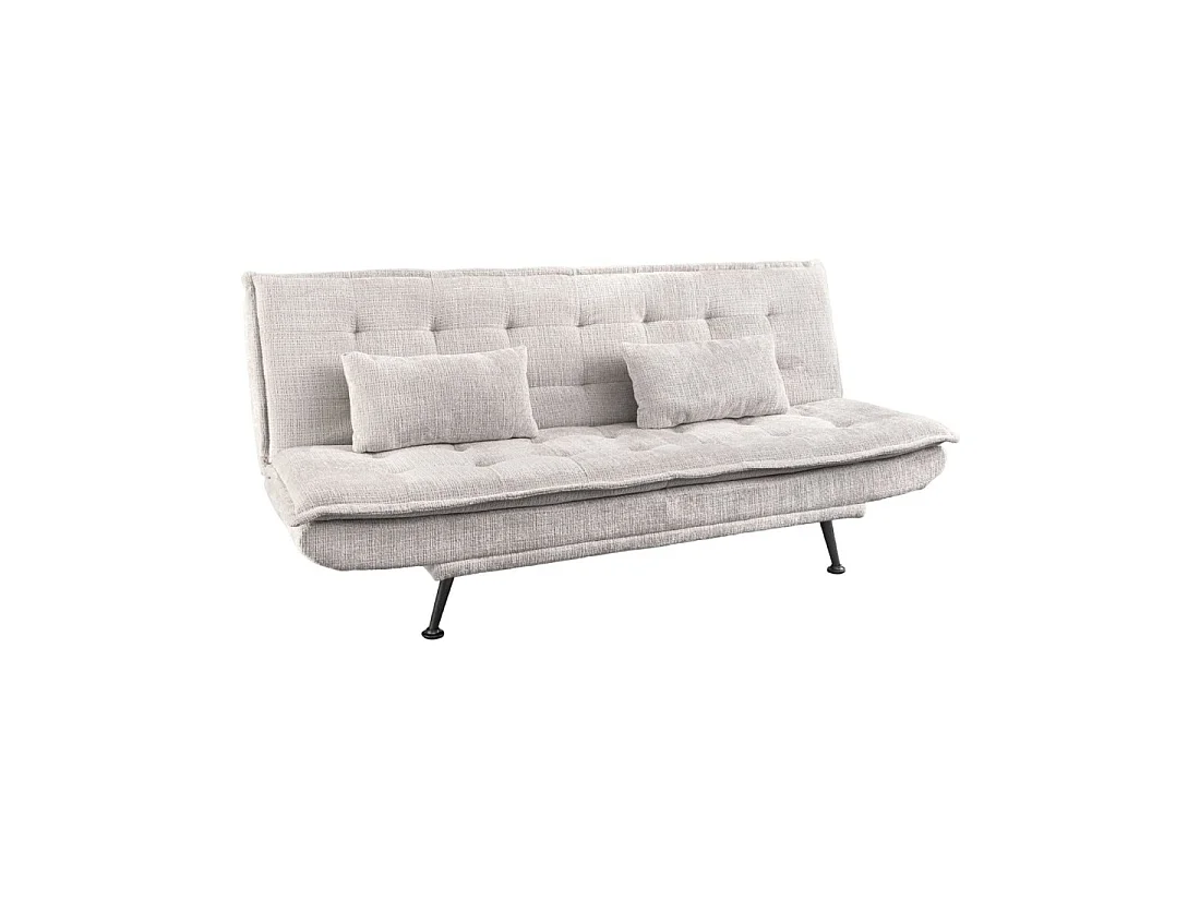 Canapé droit convertible SERENO blanc – Canapé-lit 3 places en tissu chenille