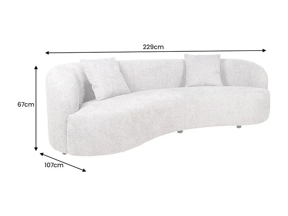 Canapé droit SOREN gris foncé – Canapé design en tissu bouclette avec forme arrondie