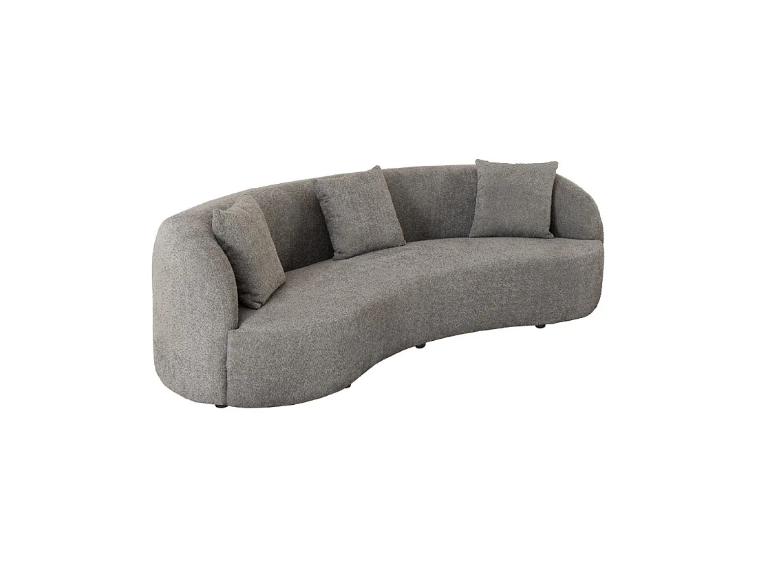 Sofa gerade SOREN dunkelgrau – Designersofa aus Bouclé-Stoff mit abgerundeter Form
