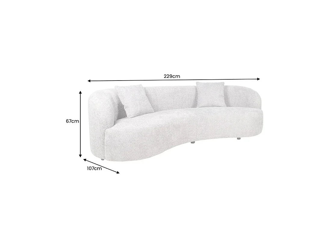 Sofa gerade SOREN dunkelgrau – Designersofa aus Bouclé-Stoff mit abgerundeter Form