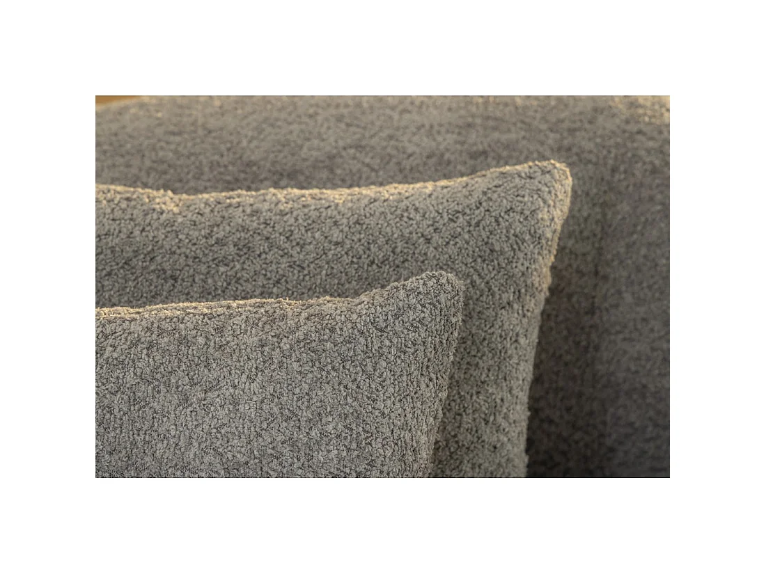 Sofa gerade SOREN dunkelgrau – Designersofa aus Bouclé-Stoff mit abgerundeter Form