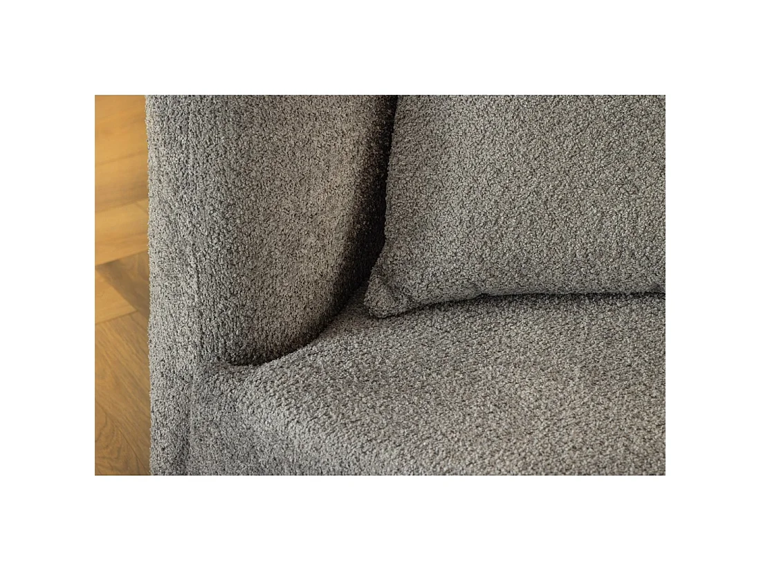 Sofa gerade SOREN dunkelgrau – Designersofa aus Bouclé-Stoff mit abgerundeter Form