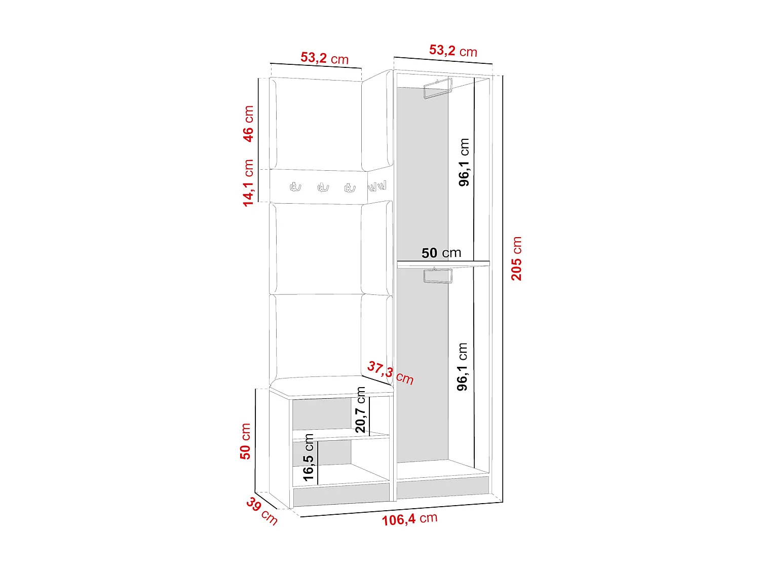 Garderobe ROJ 11 Eiche Craft Gold + Grün