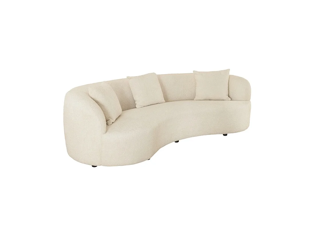 Divano dritto SOREN beige – Divano design in tessuto bouclé con forma arrotondata