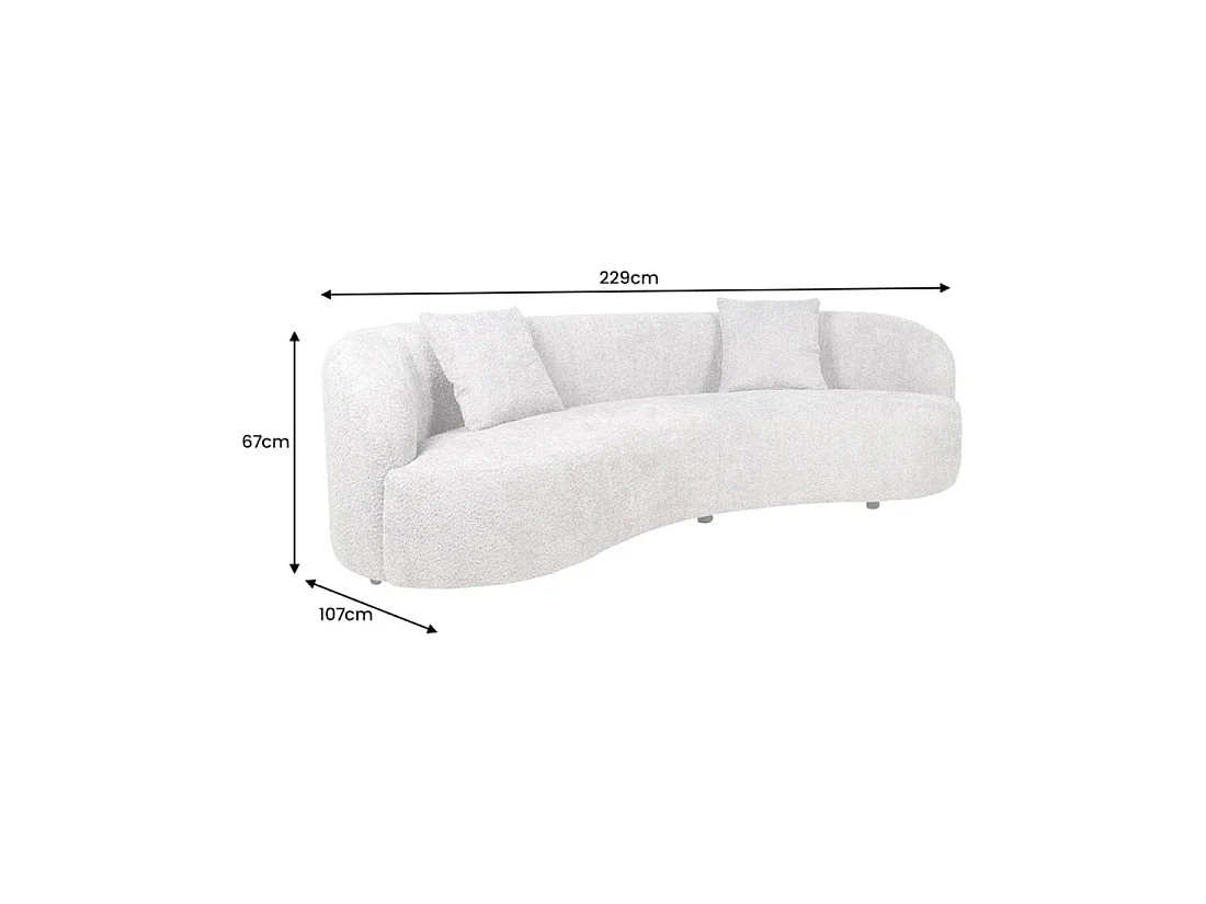 Divano dritto SOREN beige – Divano design in tessuto bouclé con forma arrotondata