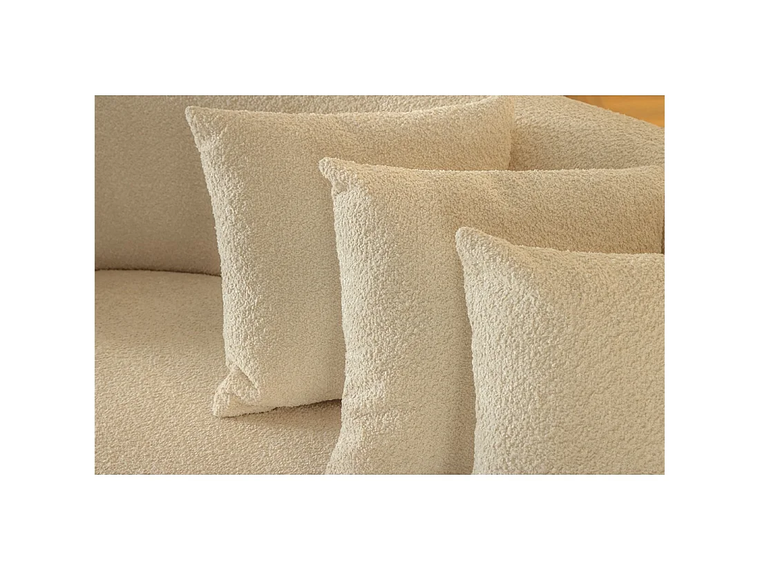 Divano dritto SOREN beige – Divano design in tessuto bouclé con forma arrotondata